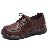 Leather Soft Soles Casual Small Leather Shoes Autumn New Comfortable With Cow Leather Single Shoes Retro Women's Shoes Thick