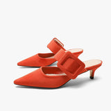 New European and American Buckle High Heel Hollow Sandals Women's Pointed Shallow Mouth Slim Heels Women's