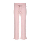Base Solid Color High-Rise Micro-Speakers Roll Waist Wide Waist Thin Leisure Sweating