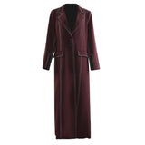Autumn Heavy Industry Color Colliding Double Line In The Long Coat Jacket Women