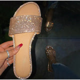 Large-Size 43 Water Drill Cool Slippers Women's Word Drag Women's Sandals Summer New Slippers