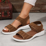 Large-Size New Solid Color Tight-Set Fish Mouth Slope And Fly Weaving Mesh Casual Sandals