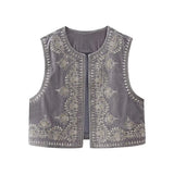And Winter New Bead Embroidered Velvet Vest