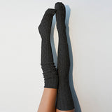 Zingj Style Autumn And Winter Fashion Twist Pure Color Stockings Knitting Over The Knee Pile Pile Socks For