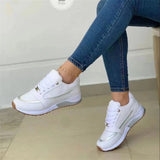 Women 2025 Spring And Autumn New Round Head Thick Bottom Low Help With Flat-Soled Casual Sports Shoes Large Women's