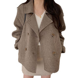 Chic Autumn And Winter French Temperament Suit Double Buckle Loose Leisure Long Sleeves Warm
