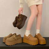 Women's New Vintage Vintage Retat One-Legged Lefu Shoes Round Headed Cotton Shoes In The Autumn And Winter