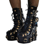 Halloween Gothic Leather Buckle Slope With Thick Bottom High And Large Size Female Short Boots