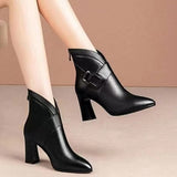 Short-Skinned Women 2025 Autumn And Winter New Pointed Fashion Boots Sexy Leather Boots Coarse Zippered