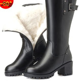 Plus Size 42 Boots Woman Women Winter Boots Vintage Round Toe Mid-heel Thick Heel Warm Knee Calf Mother Bota