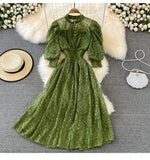 Wind Collar High-Rise Thin Foam Sleeve Lace Dress Bohemian Seaside Holiday Dress