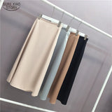 Summer Elegant Women Skirt Ladies Satin Skirt Plain Shiny Vintage Skirts Solid Office High Waist Fashion Party Skirts