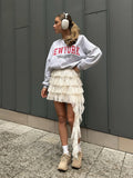 Personality Irregular Design Feel White Lace Skirt Fashion Hot Girl With Breathable