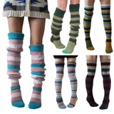 Zingj Socks Fashion Y2K Striped Long Over Knee Knit Pile Socks Woman