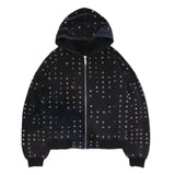 Trendy Autumn New Round Ring Hole Hoodie Zipper Trend Open Shirt