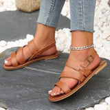 Large-Size Buckle Flat Bottom Dew Sandals Women Buckle Beach Cool Slippers