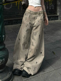 Water Wash Retro To Do Old Work Clothes High-Waist Jeans Babes BF Wind Straight Loose Leisure