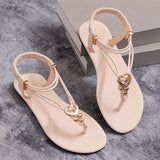 Women's Shoes 2025 Summer New Leisure Flat Bottom 40-43 Clip Toe Beach Large Size Water Drill