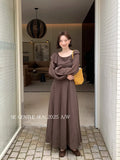 Xixi 13 Lines 2025 Autumn White Standard Temperament Lotus Leaf Side Sky Silk High Waist Long-Sleeved Dress Women