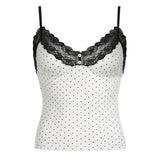 White Polka Dot Lace Cami Top-Outfit