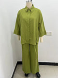 Explosion Women's Wide-Sleeved Linen Shirts Tight Straight Pants