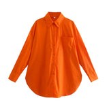 Women's Clothing 2025 Summer New Loose Cotton Pocket Dress Long-Sleeved Shirt Top