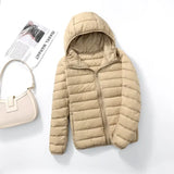Autumn Winter New Super Light Female Light Hooded Down Jacket Light Female Slim To Add Large Size Light Coat Tide-Outfit