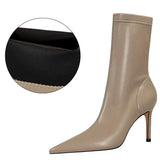 Shoes Leather Boots Women Ankle Boots Autumn Winter Boots Women High Heels Short Boots Ladies Booties Chaussures