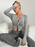 Vintage Autumn Pair Hottie Double-Opened Zipper Sexy Blouse
