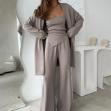 Luxury Temperament Casual Brooch Knitted Three Sets Of Women | New Street Party Afternoon Tea