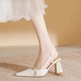 Sandals Women 2025 New Summer Fairy Not Tired Feet French Soft Leather Pointed Thick Heel High Heels