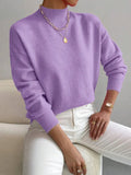 And Winter Half-High Collar Cover Long-Sleeved Sweater Women's Fashion Solid Color Loose Knitting