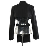 Early Spring Personality Cut Irregular Waist Blazer Top