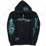 Zingj Popular Hip Hop Zipper Hoodies Men Y2K New Harajuku Vintage Sweatshirts Punk Rock Plus Size Loose Anime Hoodie Cardigan 102-0-Outfit