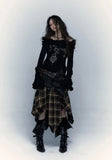 Faux Leather Plaid Midi
