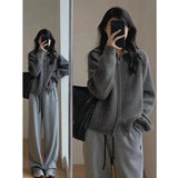 Woman Retro Hong Kong Flavor New Chic Korean Version Of The Collar Zipper Knitted Open Shirt Lazy Wind Loose Thick