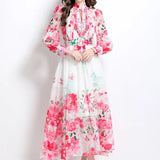 Dress Early Spring New Famous High-End Waist Lantern Sleeve Elegant Dress