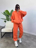 Women's Plus Velvet Set Fashion Simple Long-Sleeved Sweater Pure Color Sports Suit