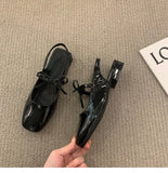 Evening Wind Shallow Mouth Coarse High Heels Women 2025 Spring And Summer New Retro Street Shooting Small Leather Shoes Side Bright Leather