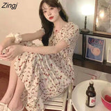 Woman Dress Floral Tender Holiday Elegant Slim Casual Ladies Sundress Vestido Midi Elegant Korean Comfortable Trendy