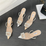 Spring And Summer New 35-42 Women's Glass And Transparent Pointed Sandals High Heels High