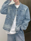 Zingj Old Edge Popular Logo High Street Denim Jacket Men And Women Loose Niche Design Casual Wash Vintage Gradient