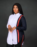 Two Piece Set Stripe Print Long Sleeve Blouse Tops And Pant Suits Spring Autumn Women Set Sheath Matching Fashion