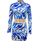 Zingj Women's Fall 2024 New INS Wind Zebra Print Crop Top Wrapped Hip Short Skirt