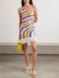 Women's Printed Oblique Shoulder Tuxedo Dress Fashion Bag Hipless Women