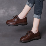 Leather Soft Soles Casual Small Leather Shoes Autumn New Comfortable With Cow Leather Single Shoes Retro Women's Shoes Thick