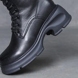 Boots Thick Background Retro Martin Boots Women Leather Autumn And Winter New Velvet And Coarse And Locomotive
