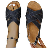 Asia Large-Size Cross-Band Exposed Toe Thick-Soled Sandals Women Magic Stick Hollow Loose Cake Beach Cool