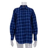 Zingj 2023 New Women's Red Plaid Shirt With Women's Casual Design Sense Loose Long-Sleeved Shirt-Outfit