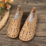 Large-Size Hollow Carved Flat Sole Single Shoes Round Head Lazy One Foot Pedal Low Help Shallow Boat